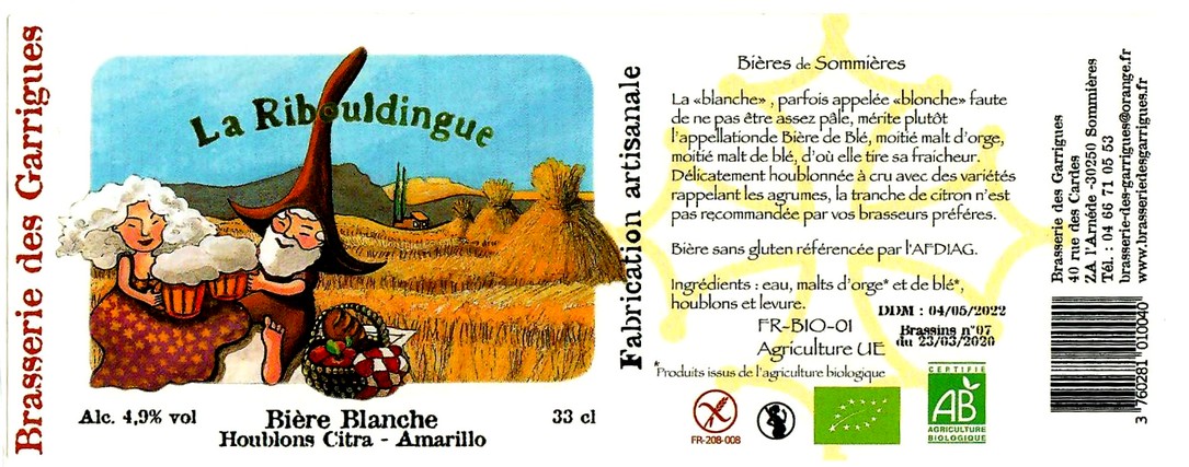 etiquette BRASSERIE DES GARRIGUES 63
