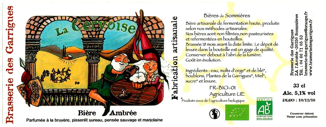 etiquette BRASSERIE DES GARRIGUES 64
