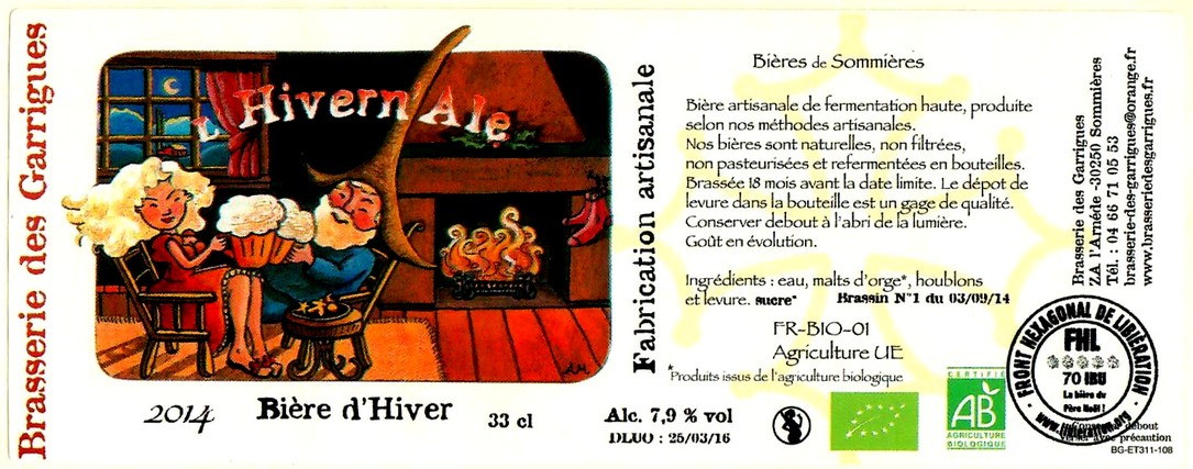 etiquette BRASSERIE DES GARRIGUES 65