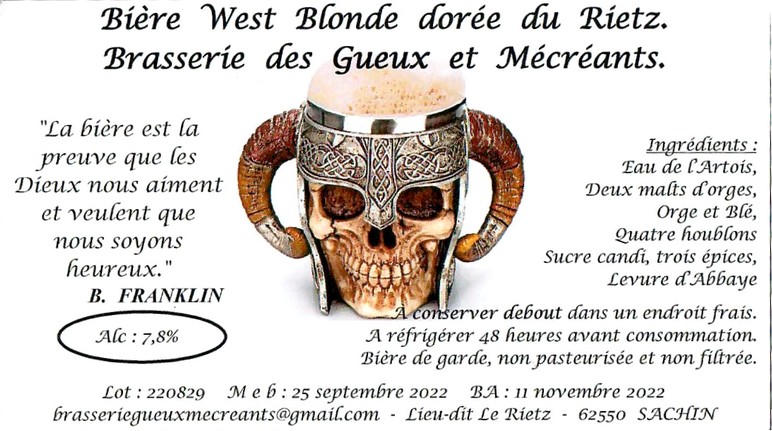 Etiquette BRASSERIE DES GUEUX ET MECREANTS 14