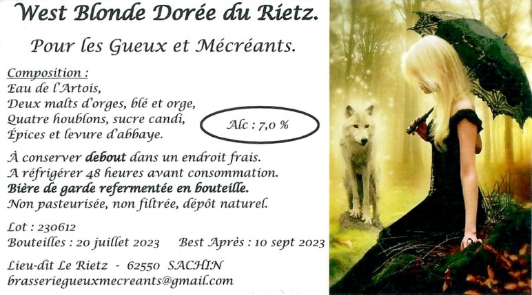 Etiquette BRASSERIE DES GUEUX ET MECREANTS 20