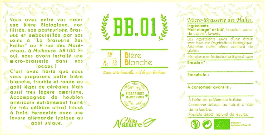 etiquette BRASSERIE DES HALLES 01