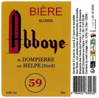 Etiquette BRASSERIE DES HAUTS DE FRANCE 17