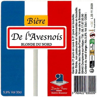 Etiquette BRASSERIE DES HAUTS DE FRANCE 26