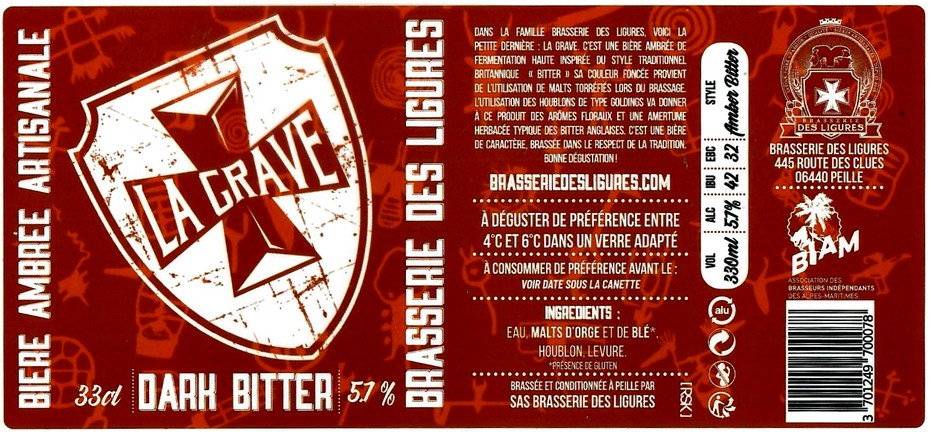 etiquette BRASSERIE DES LIGURES 12