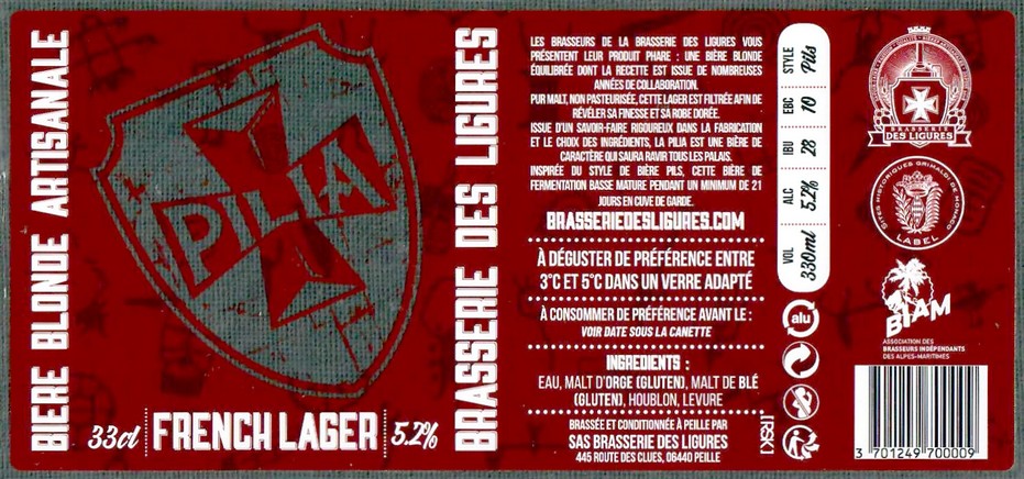 Etiquette BRASSERIE DES LIGURES 14