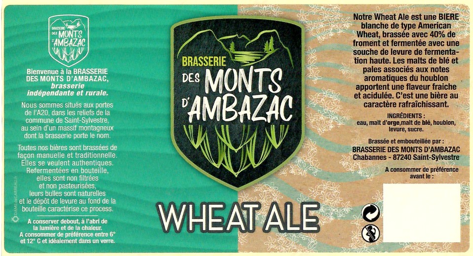 Etiquette BRASSERIE DES MONTS D'AMBAZAC 01