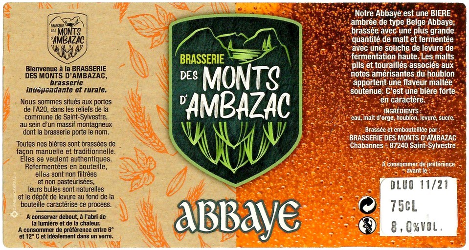 Etiquette BRASSERIE DES MONTS D'AMBAZAC 06