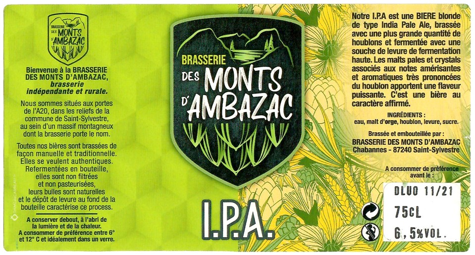 Etiquette BRASSERIE DES MONTS D'AMBAZAC 07