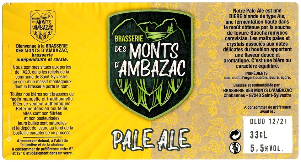 Etiquette BRASSERIE DES MONTS D'AMBAZAC 08