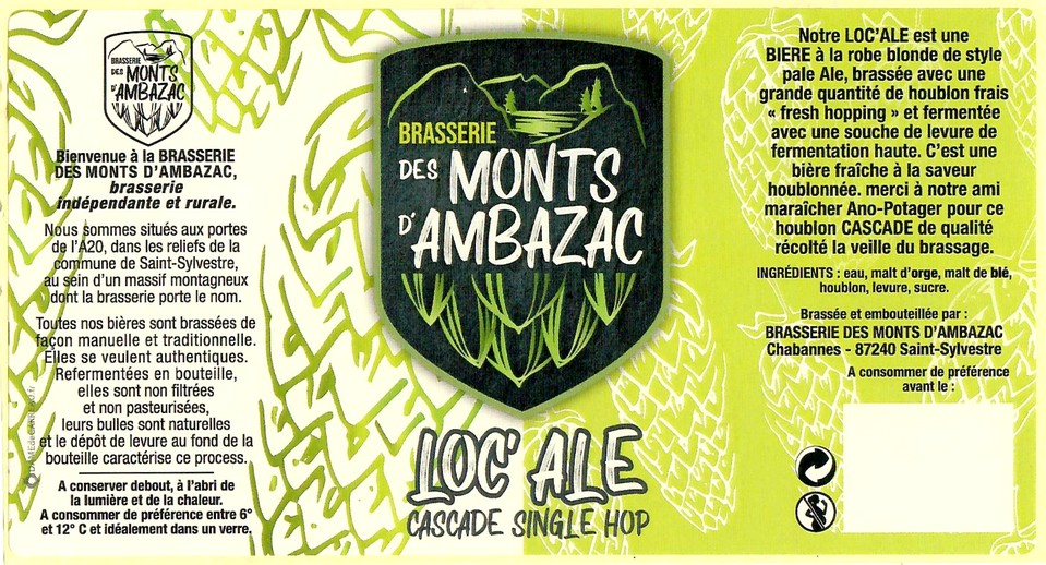 Etiquette BRASSERIE DES MONTS D'AMBAZAC 12