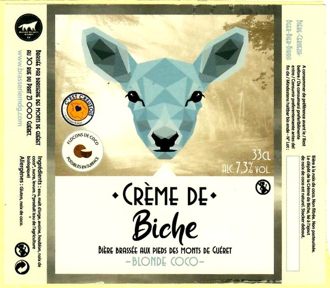 etiquette BRASSERIE DES MONTS DE GUERET 01