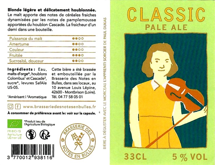 etiquette BRASSERIE DES NOTES EN BULLES 21