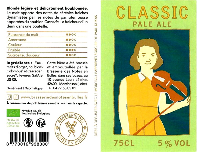 etiquette BRASSERIE DES NOTES EN BULLES 25