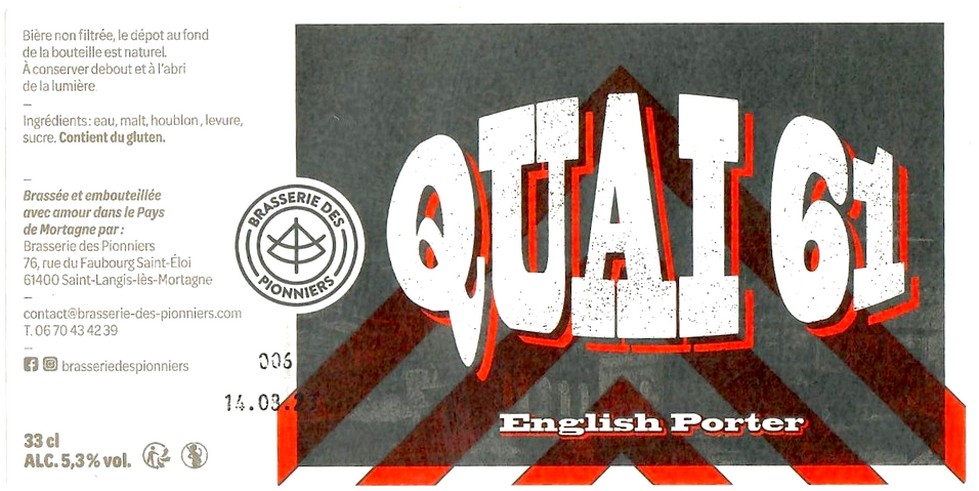 Etiquette BRASSERIE DES PIONNIERS 04