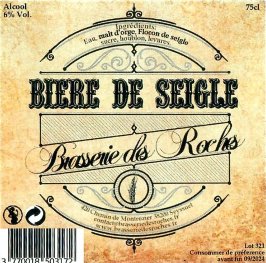 Etiquette BRASSERIE DES ROCHES 18