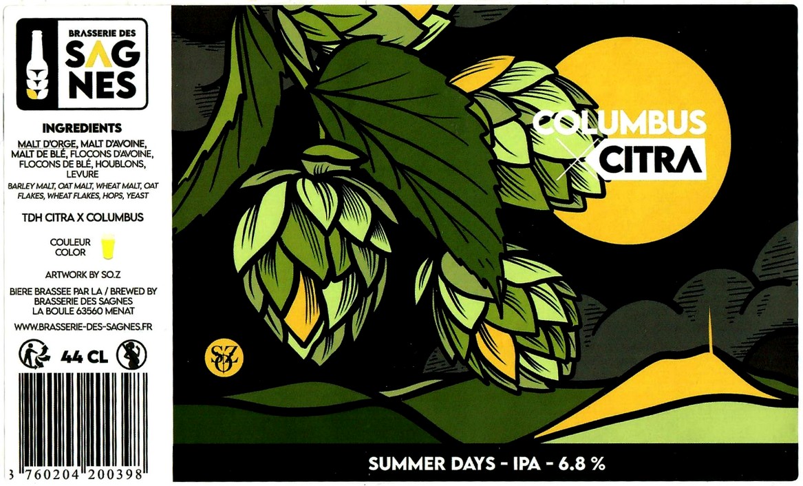 Etiquette BRASSERIE DES SAGNES 16