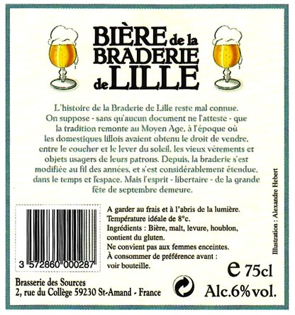 etiquette BRASSERIE DES SOURCES 15 BIS