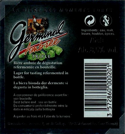 etiquette BRASSERIE DES SOURCES 43 BIS