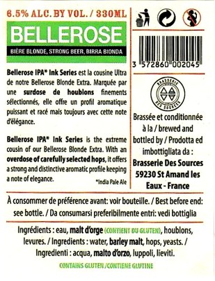 etiquette BRASSERIE DES SOURCES 64 BIS