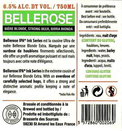 etiquette BRASSERIE DES SOURCES 65 BIS