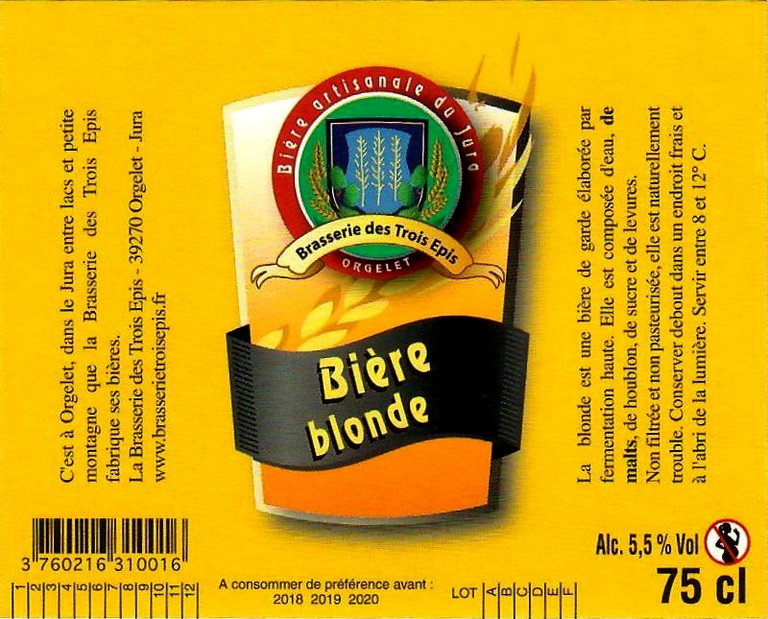 etiquette BRASSERIE DES TROIS EPIS 14