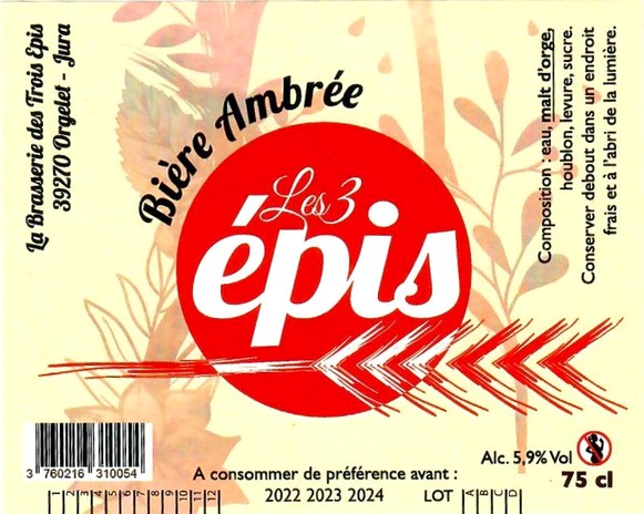 Etiquette BRASSERIE DES TROIS EPIS 20