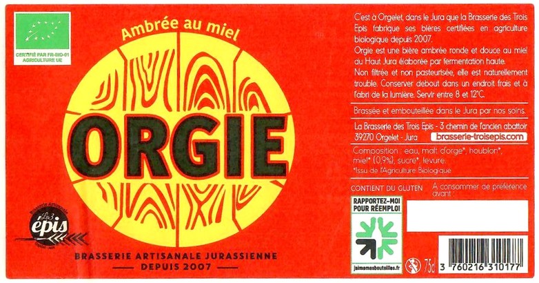 Etiquette BRASSERIE DES TROIS EPIS 25