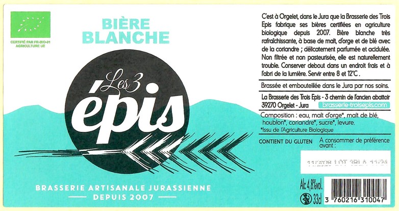 Etiquette BRASSERIE DES TROIS EPIS 34