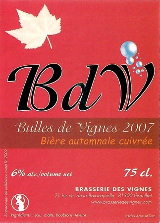 Etiquette BRASSERIE DES VIGNES 16