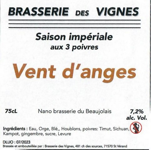 Etiquette BRASSERIE DES VIGNES 71