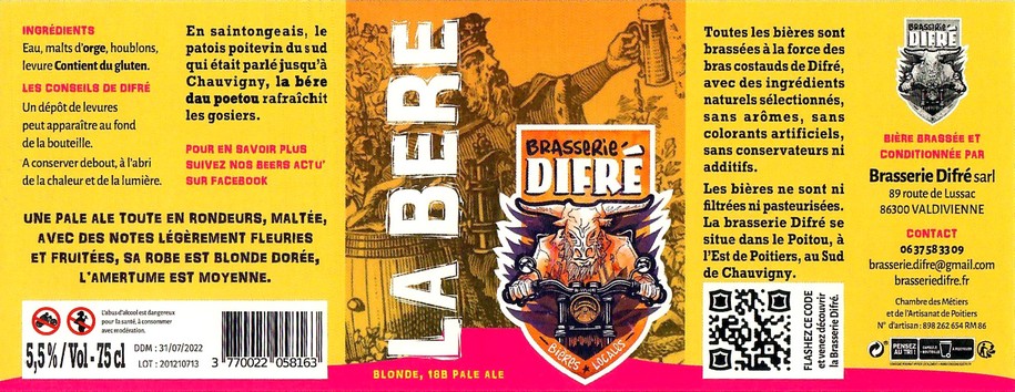 Etiquette BRASSERIE DIFRE 01