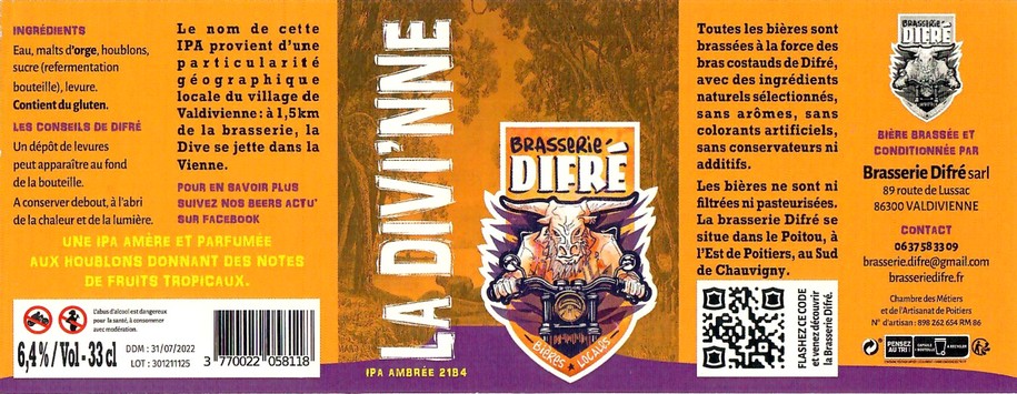 Etiquette BRASSERIE DIFRE 10
