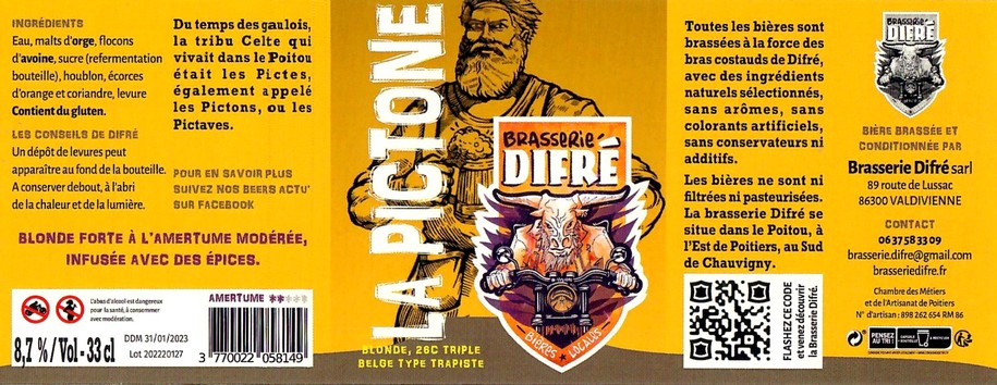 Etiquette BRASSERIE DIFRE 13