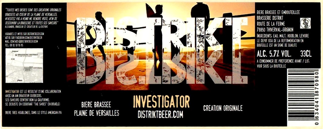 Etiquette BRASSERIE DISTRIKT 07