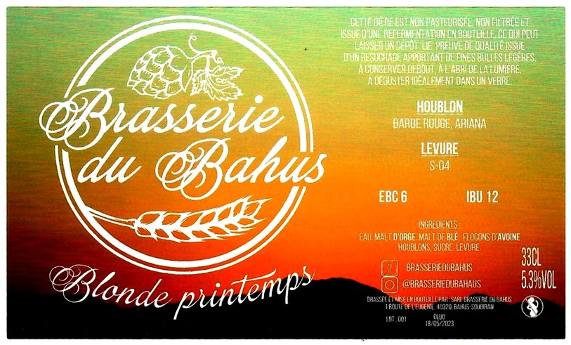 Etiquette BRASSERIE DU BAHUS 02