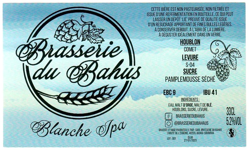 Etiquette BRASSERIE DU BAHUS 11