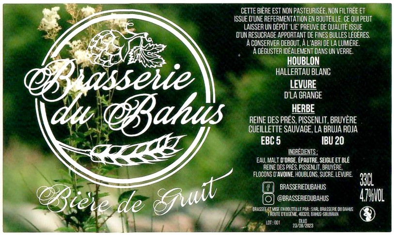 Etiquette BRASSERIE DU BAHUS 21