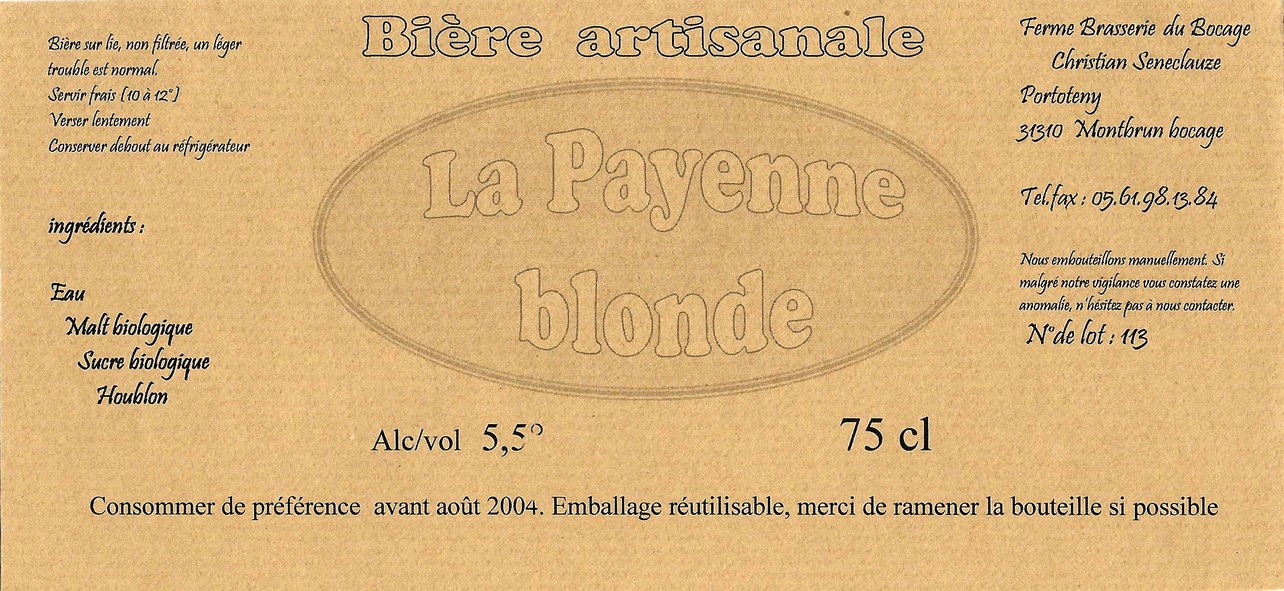 etiquette BRASSERIE DU BOCAGE MONTBRUN 03