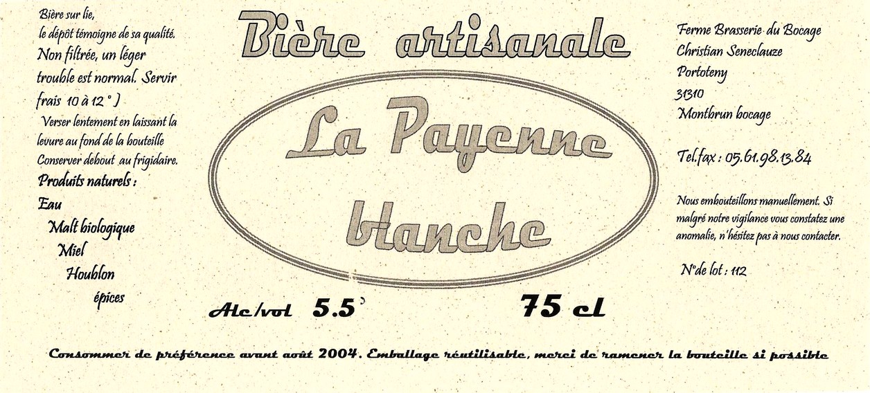 etiquette BRASSERIE DU BOCAGE MONTBRUN 04