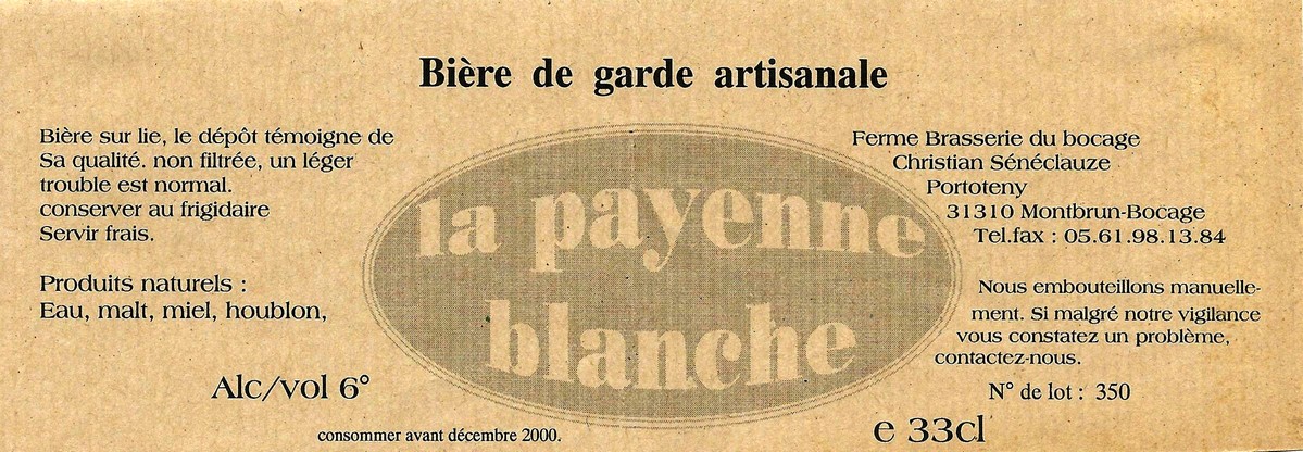 etiquette BRASSERIE DU BOCAGE MONTBRUN 08