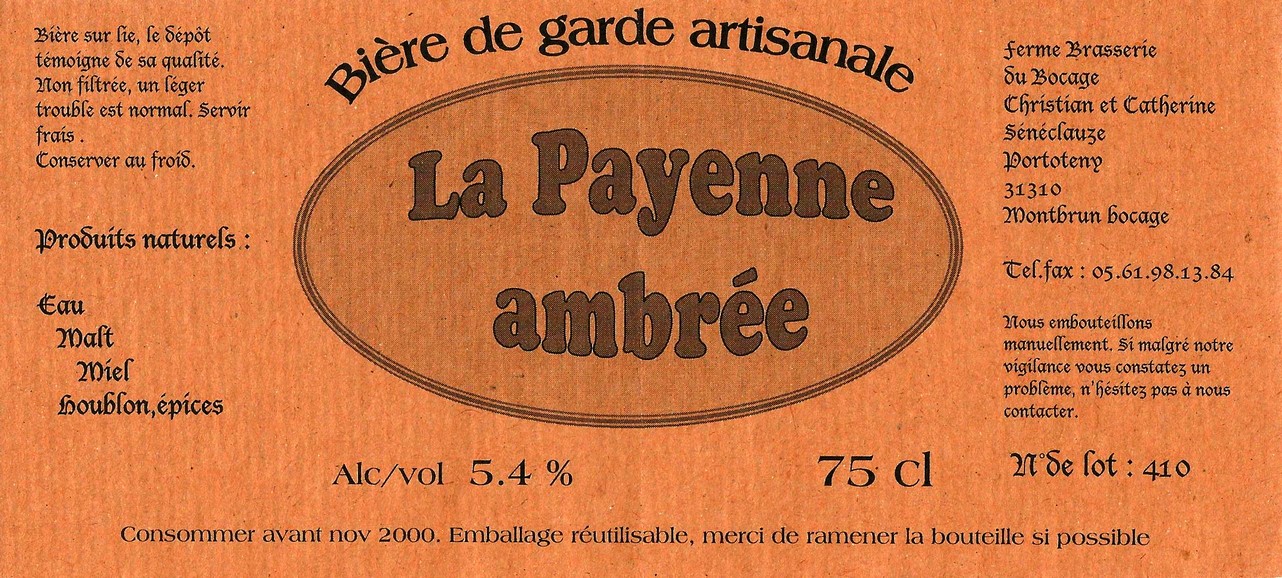 etiquette BRASSERIE DU BOCAGE MONTBRUN 10