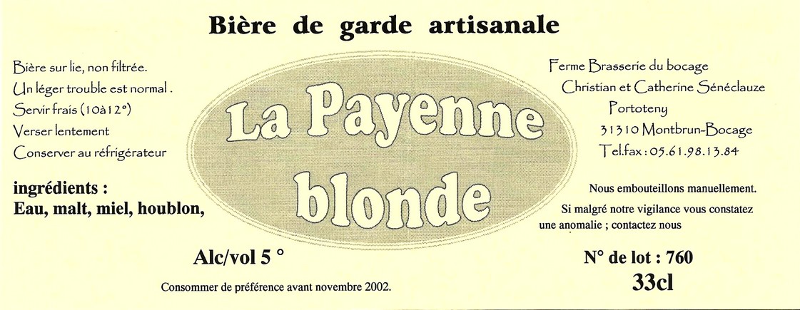 etiquette BRASSERIE DU BOCAGE MONTBRUN 14
