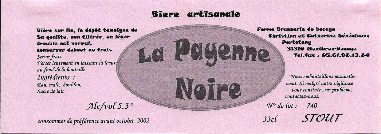 etiquette BRASSERIE DU BOCAGE MONTBRUN 15