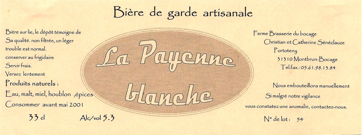 etiquette BRASSERIE DU BOCAGE MONTBRUN 16
