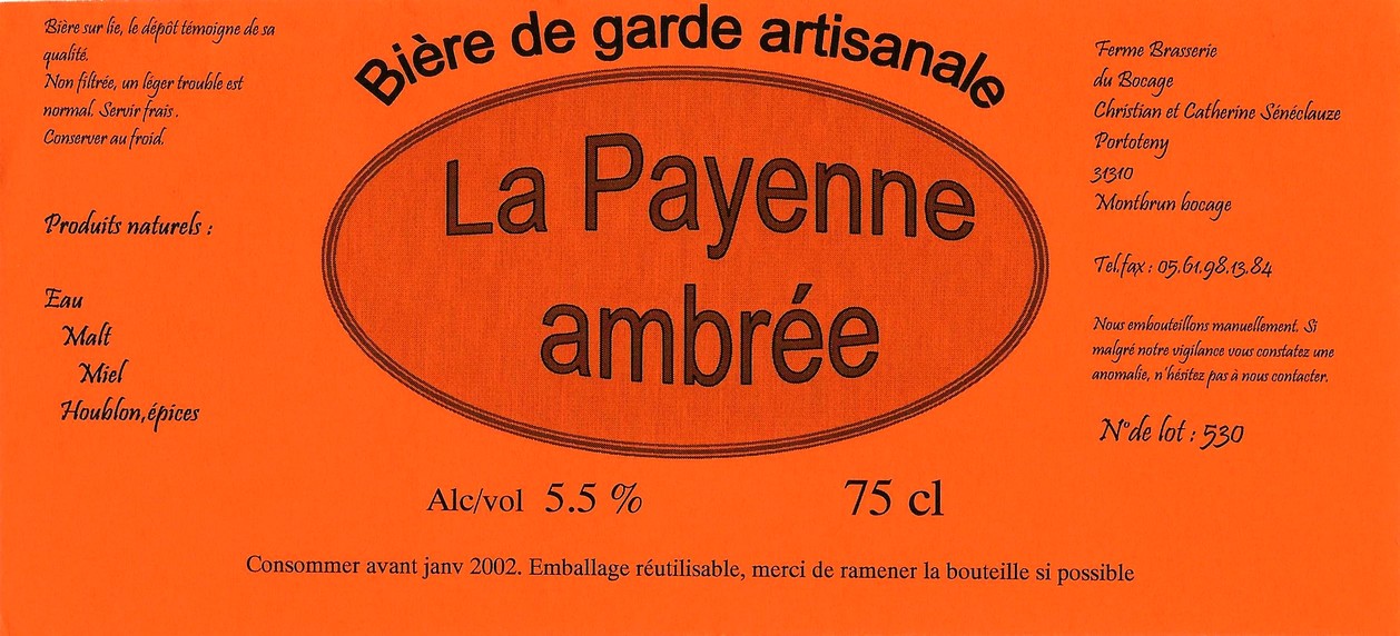 etiquette BRASSERIE DU BOCAGE MONTBRUN 17