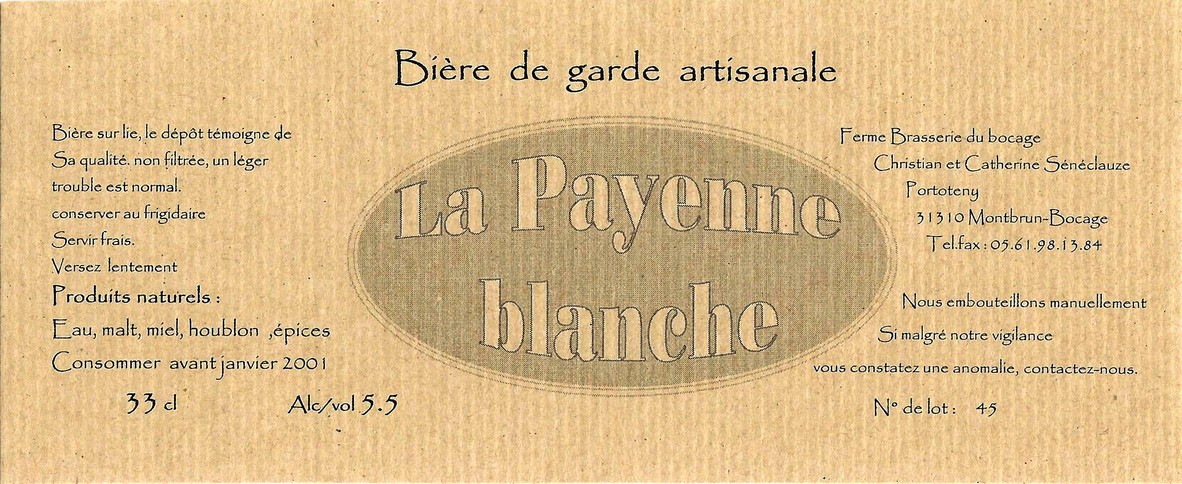 etiquette BRASSERIE DU BOCAGE MONTBRUN 18