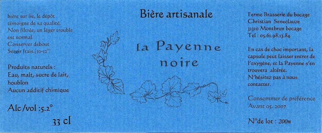 etiquette BRASSERIE DU BOCAGE MONTBRUN 20