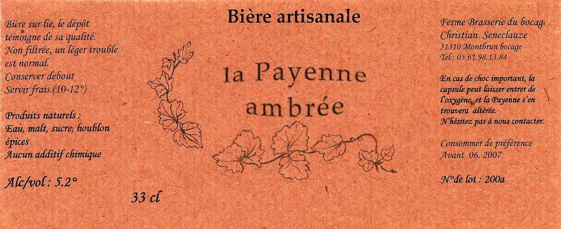 etiquette BRASSERIE DU BOCAGE MONTBRUN 21