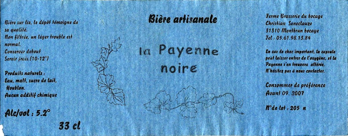 etiquette BRASSERIE DU BOCAGE MONTBRUN 25
